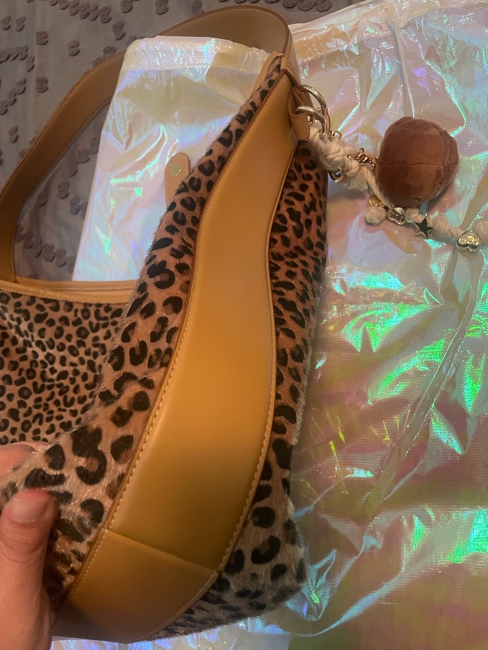 Stoney Clover Lane Leopard Print Slouchy Shoulder Bag - Picture 12 of 13